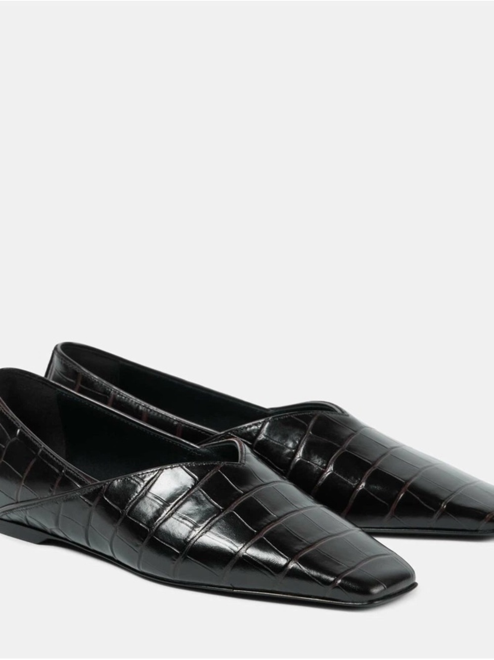 NIB TOTEME Croc Embossed Leather Ballet Flats Black EU 38 / US 7.5-8 - Picture 1 of 7
